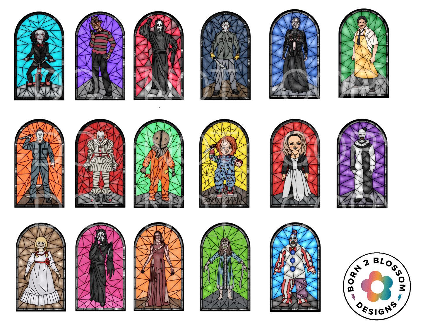 Horror Glass Vinyl Decals (17 Characters Available)