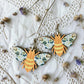 Floral Bee Wood Dangle (4 Patterns Available)