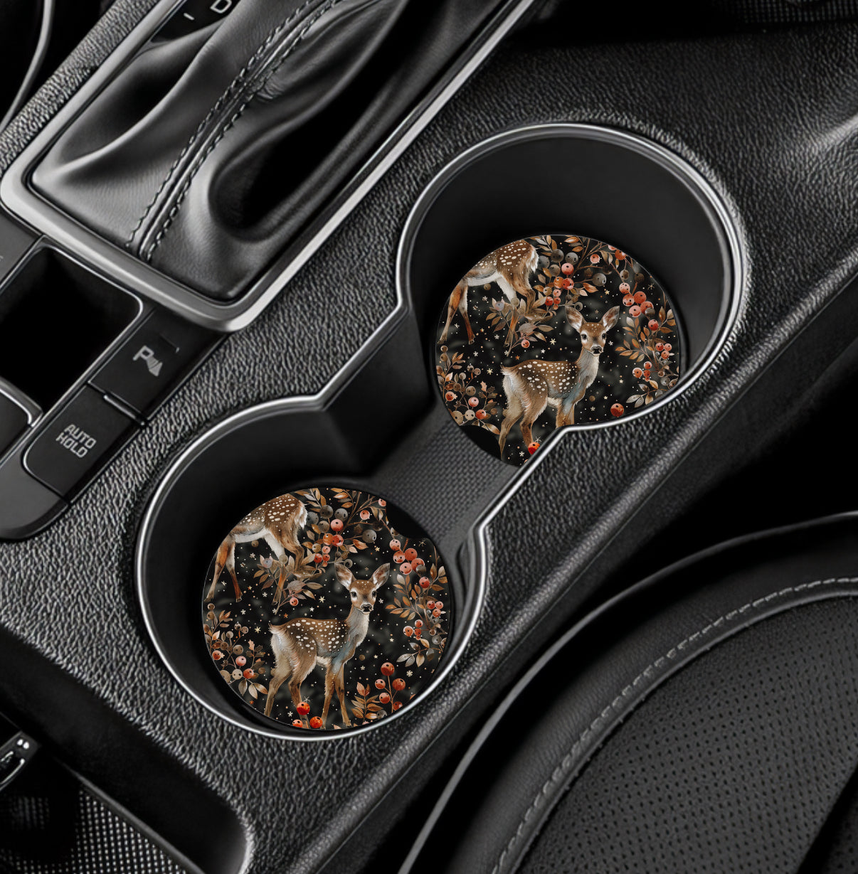 Winter Deer Car Coaster Set