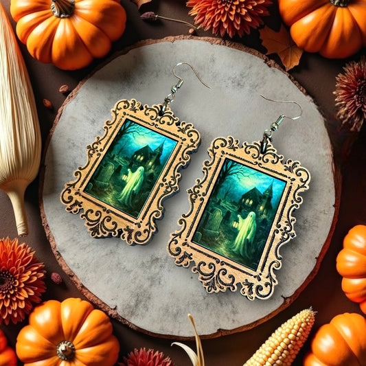 Framed Graveyard Ghost Dangles