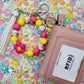 Floral Soda Keychain Wristlet with Wallet Bracelet