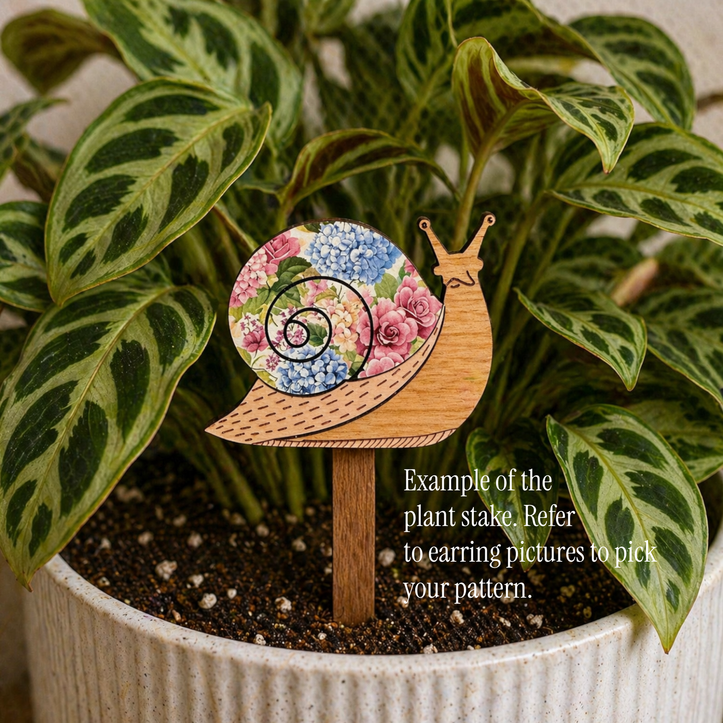 Floral Snail Wood Dangle (4 Patterns Available)