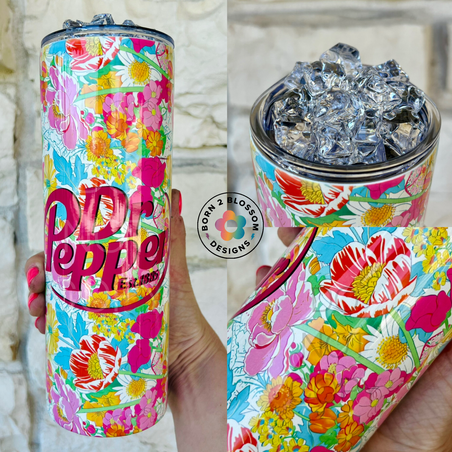 Floral Dr Pepper Tumbler