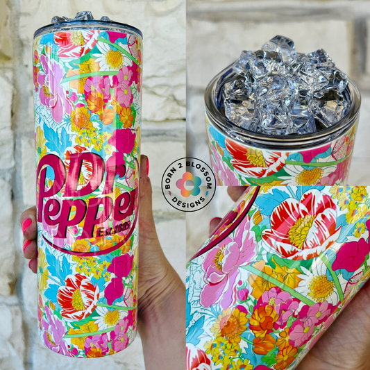 Floral Dr Pepper Tumbler