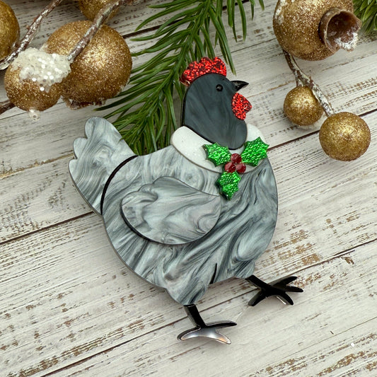 Holiday Hen BROOCH