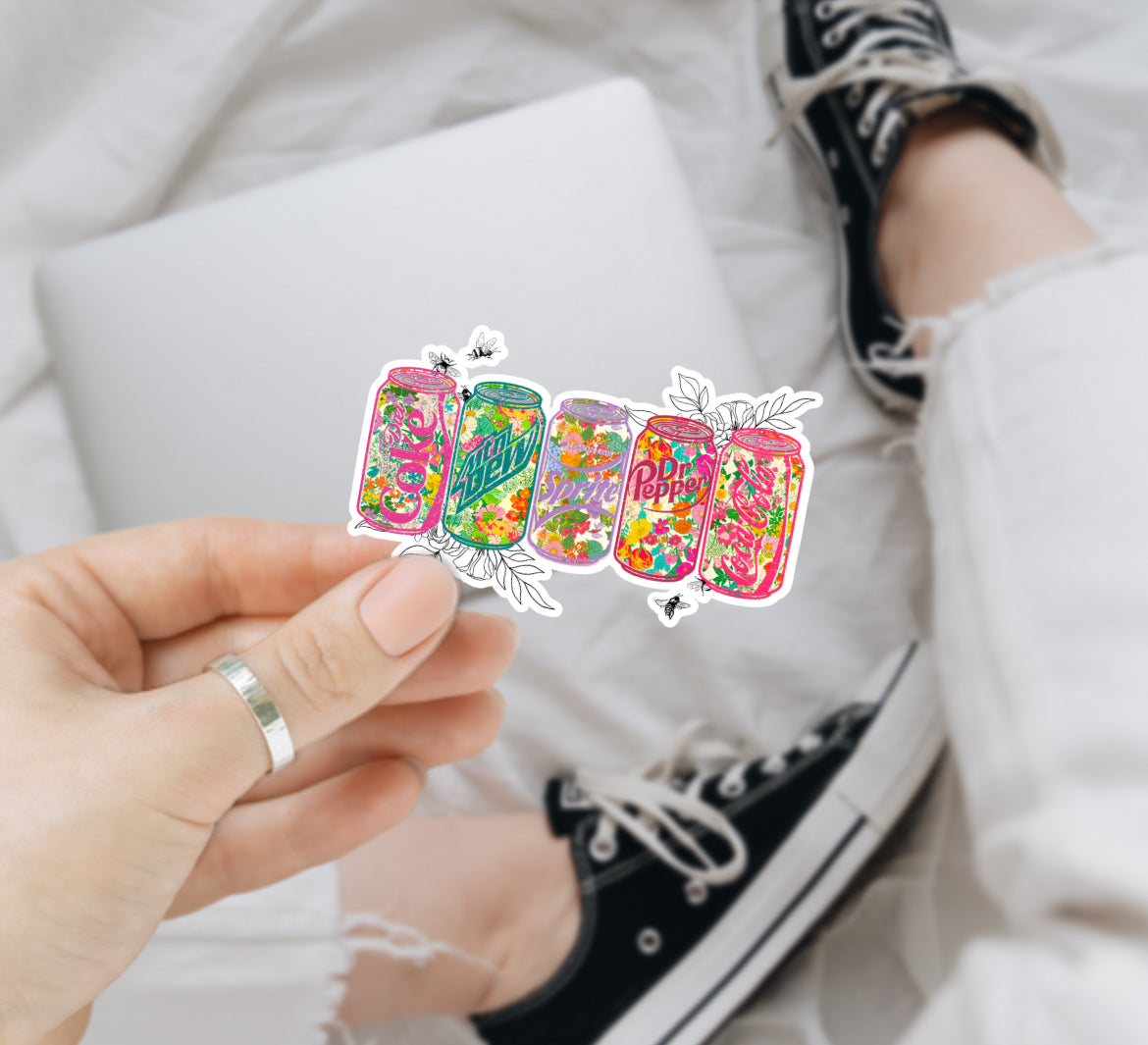 Floral Soda Vinyl Decals (8 Designs Available)
