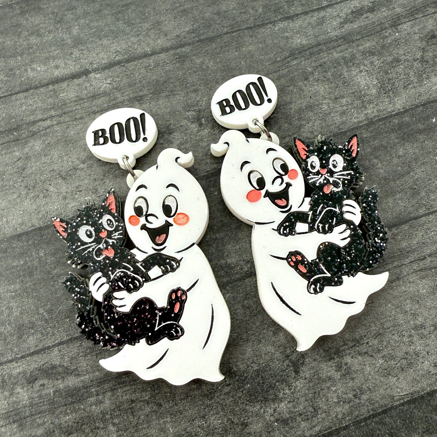 Scaredy Cat Ghost Dangles