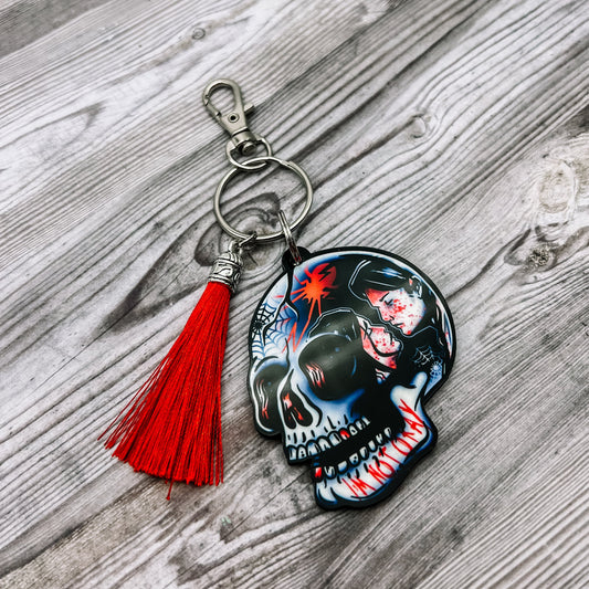 CLEARANC Emo Skull Keychain