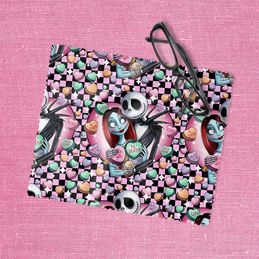 Jack & Sally Candy Heart Eyeglass Cleaning Cloth