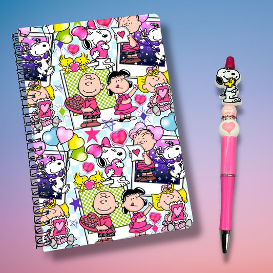 Charlie Brown Pink Valentine Notebook & Pen Set