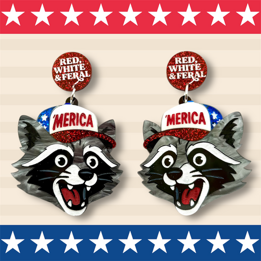 Patriotic Raccoon Dangles