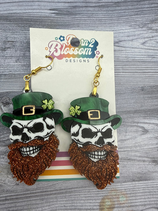 Ok CLEARANCE Leprechaun Skull Dangles