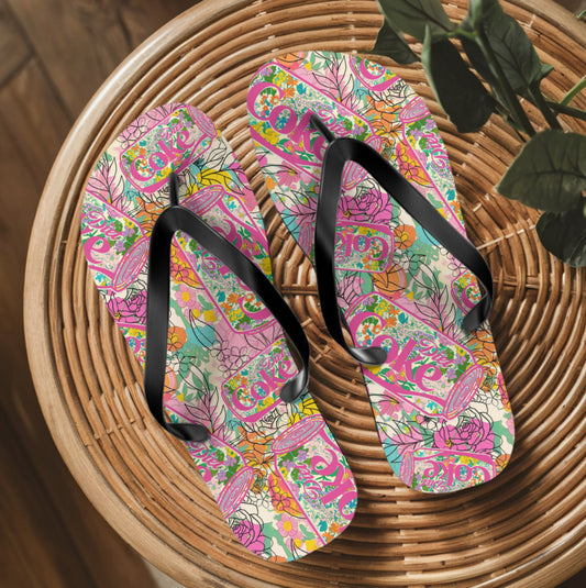 Floral Diet Coke Flip Flops