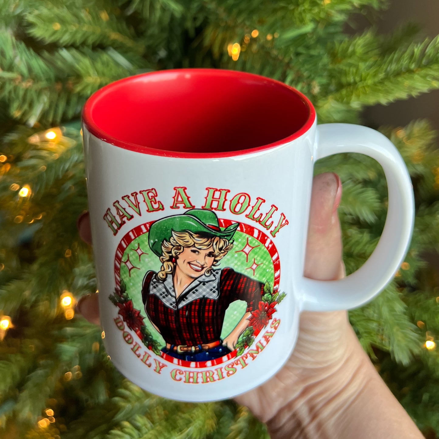 Holly Dolly Christmas Ceramic Mug (Personalization Available)