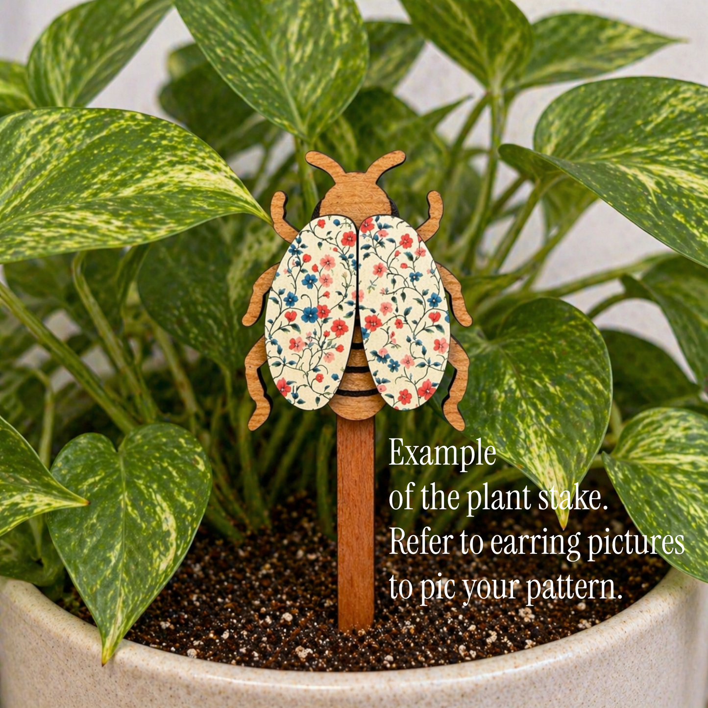 Floral Beetle Wood Dangle (4 Patterns Available)