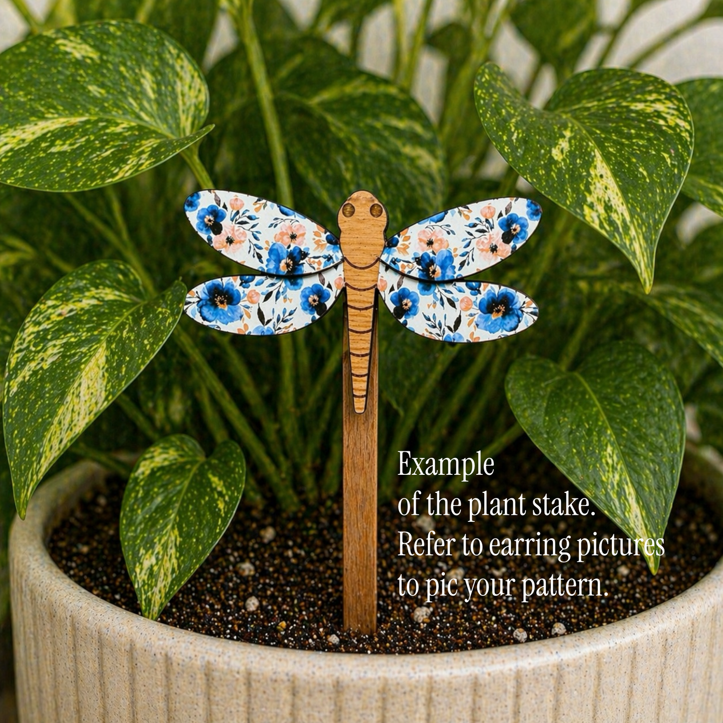 Floral Dragonfly Wood Dangle (4 Patterns Available)
