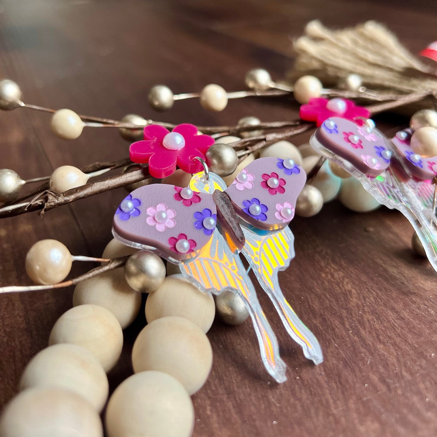 Floral Butterfly Dangle