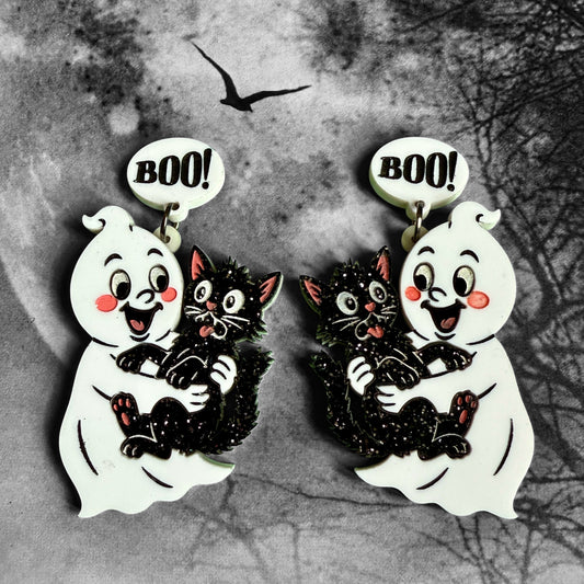 Scaredy Cat Ghost Dangles
