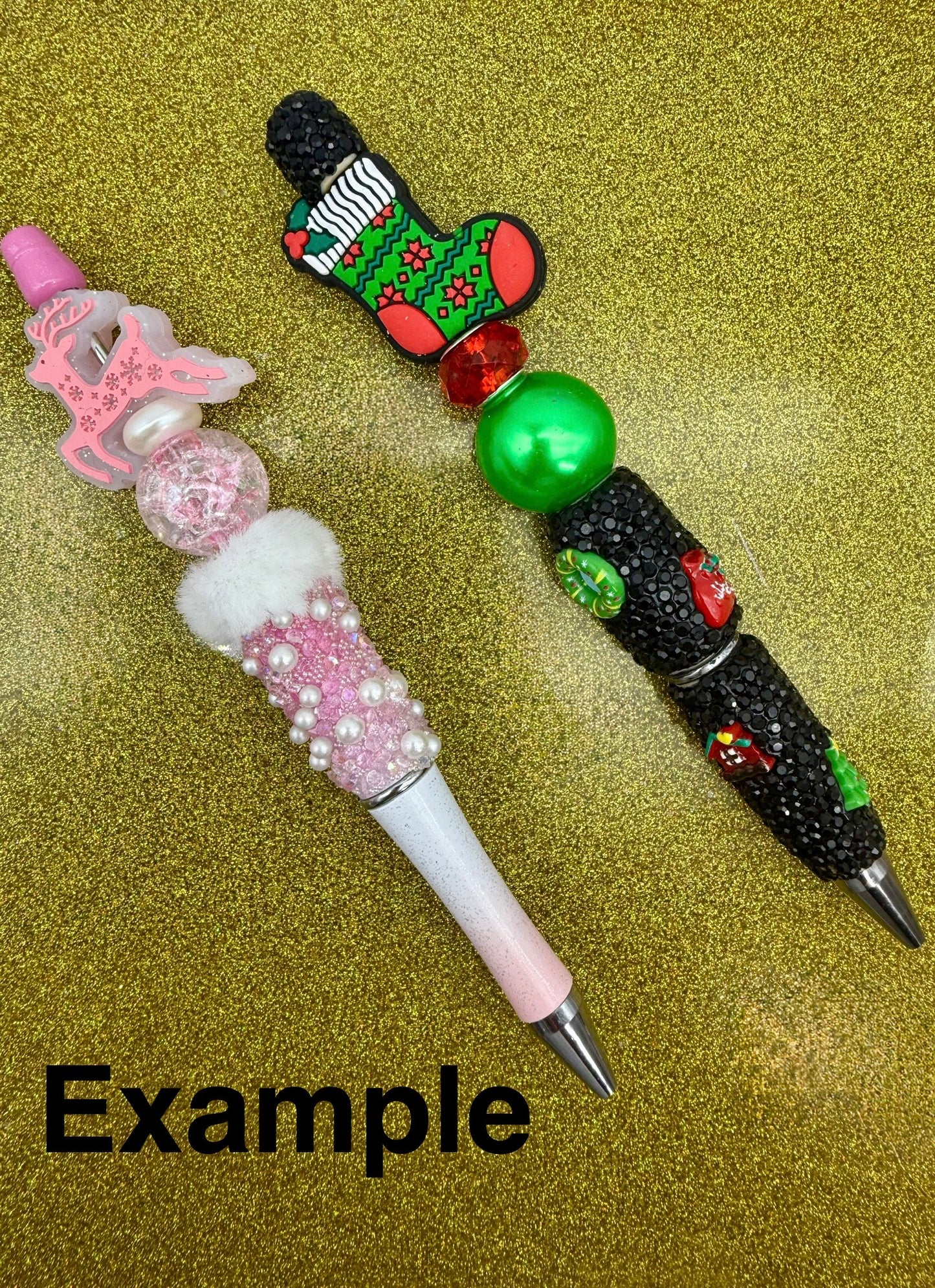 2 Piece Fancy Christmas Pen DIY Beadable Pen Mini Kits