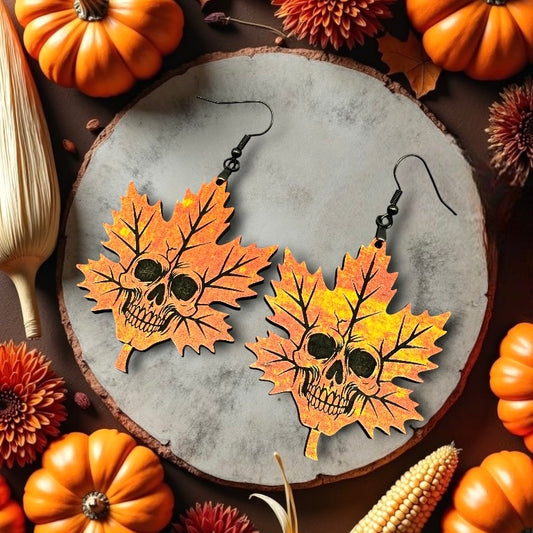 Maple Leaf Skull Dangles