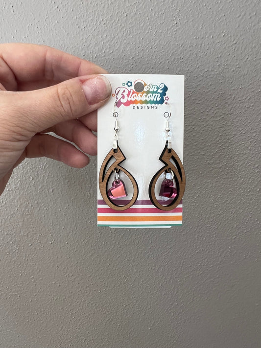 CLEARANCE Wood Swirl Heart Earrings