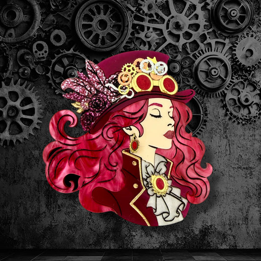 Pink Steampunk Girl BROOCH (& other larger items)