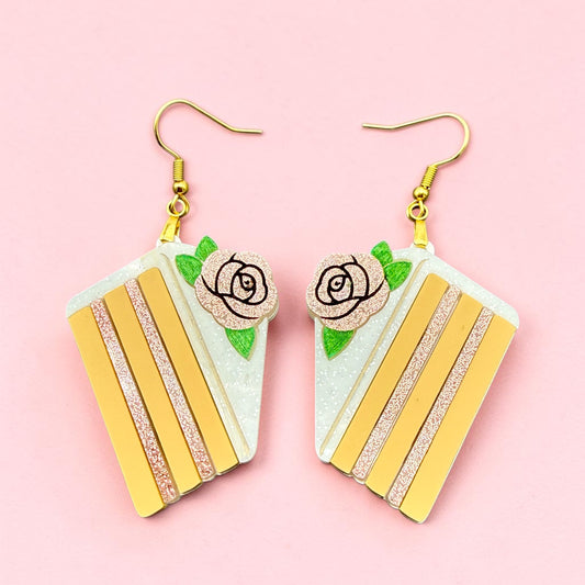 Rose Cake Slice Dangles