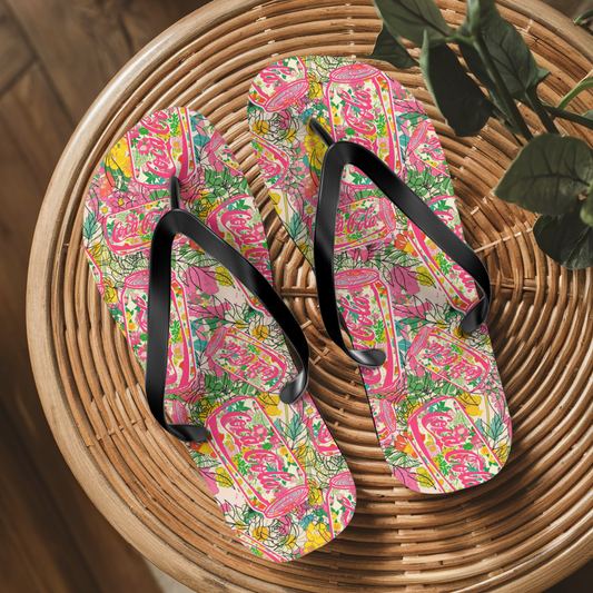 Floral Coca Cola Flip Flops