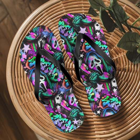 Scream Graffiti Flip Flops