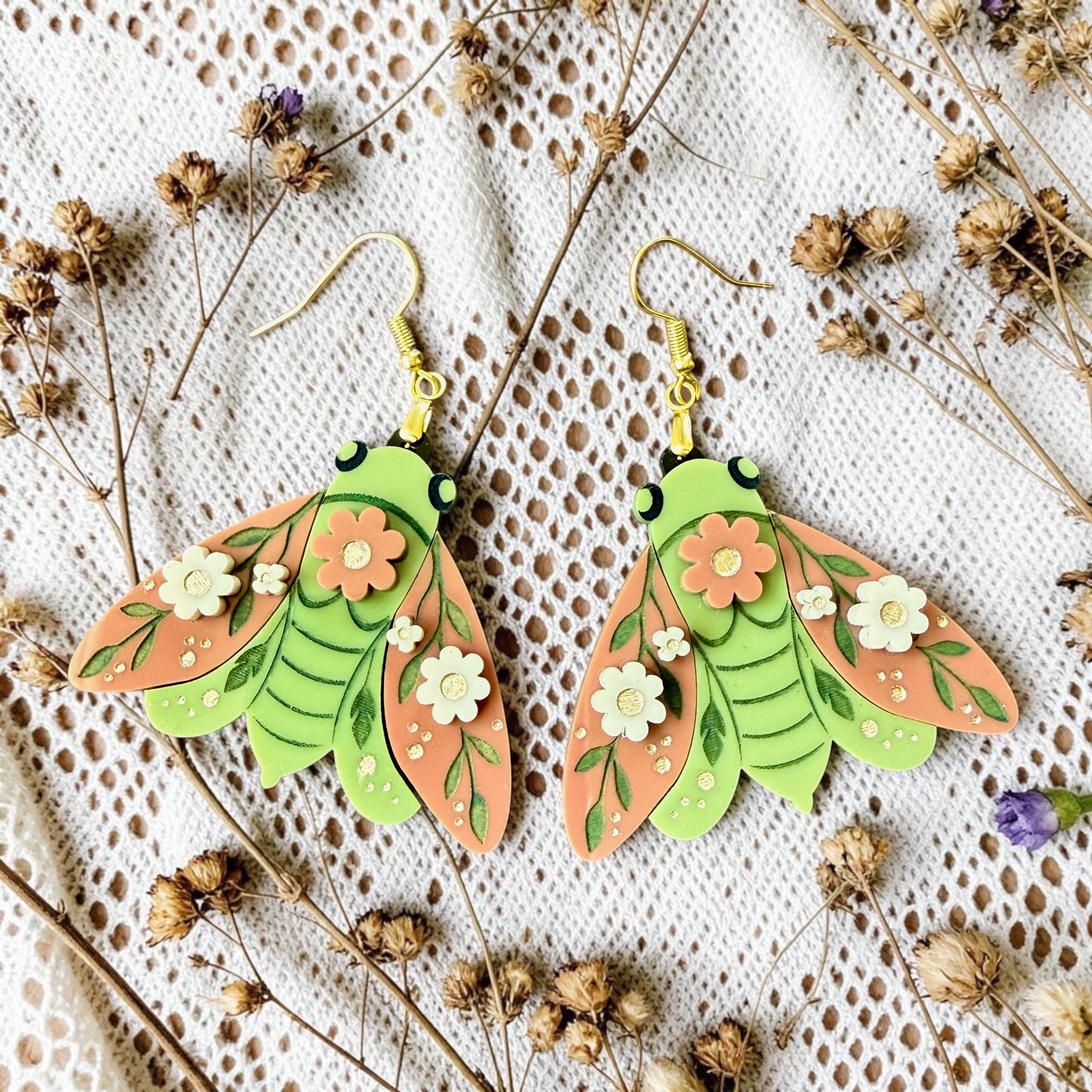 Floral Cicada Dangles