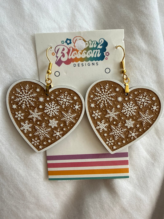 Ok CLEARANCE Snowflake Heart Dangles
