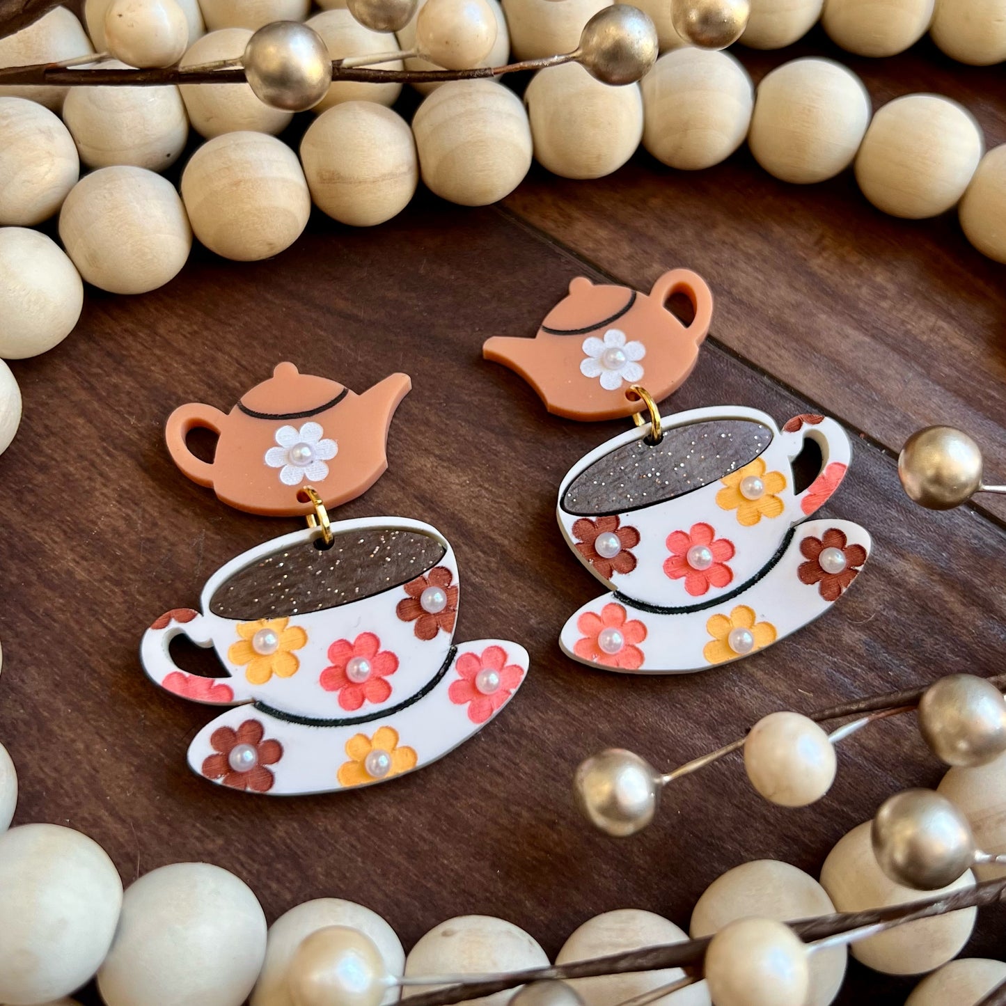 Floral Teacup Dangles