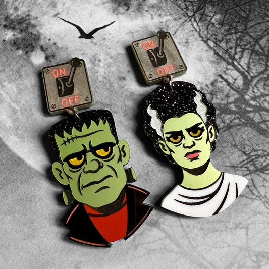 Vintage Frankenstein & Bride Dangles