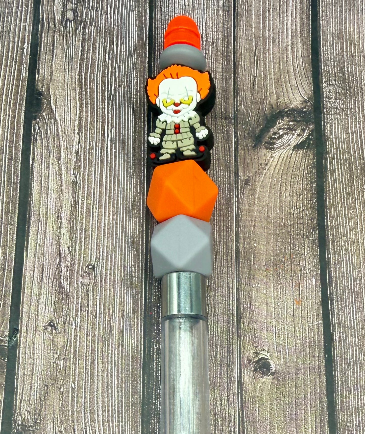Spooky Circus Beaded Glitter Pens Featuring Dancing and Clown Characters