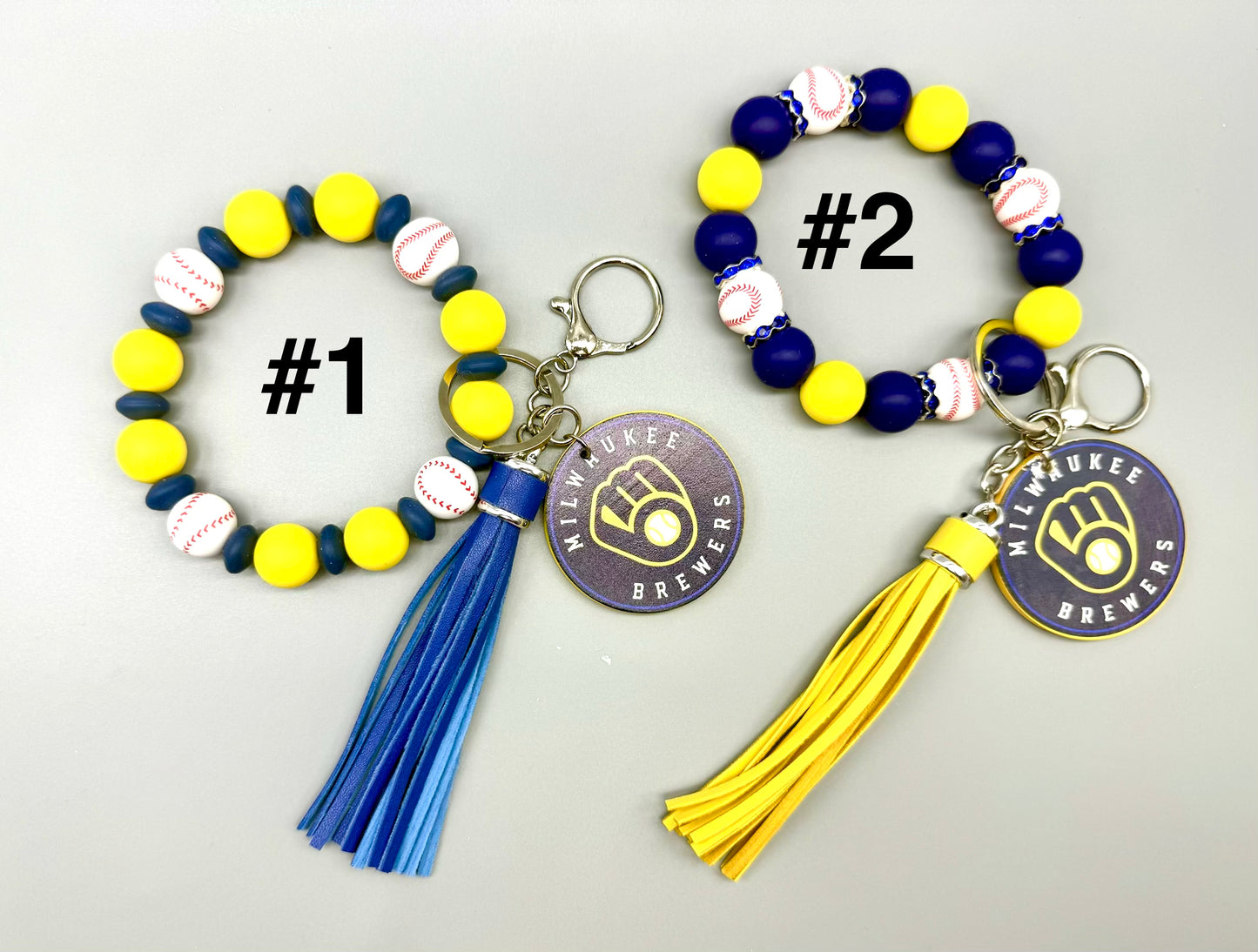 Milwaukee Brewer Beaded Wristlet Keychain