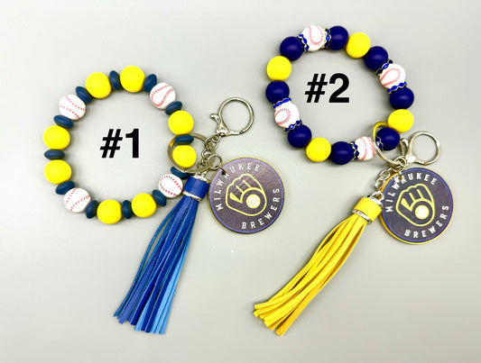 Milwaukee Brewer Beaded Wristlet Keychain