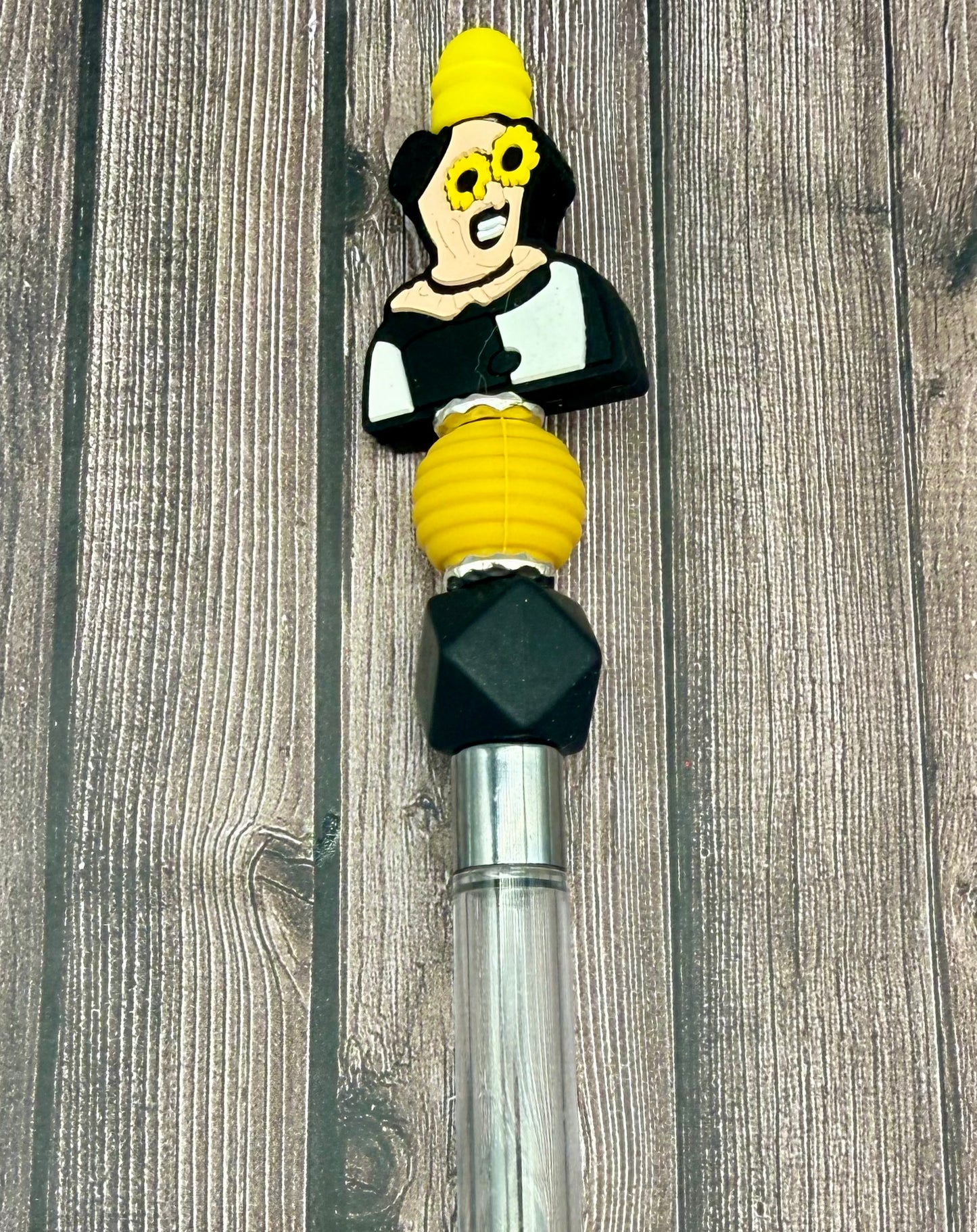 Spooky Circus Beaded Glitter Pens Featuring Dancing and Clown Characters