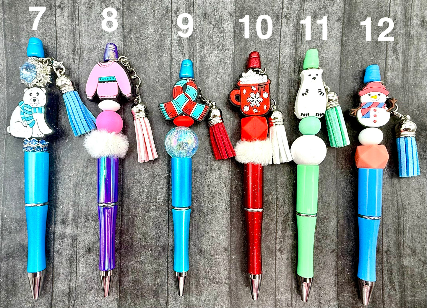 Winter Themed Beaded Pens