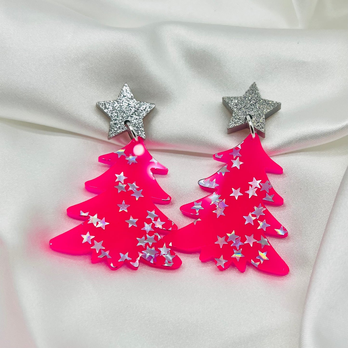 Neon Pink Tree Dangles