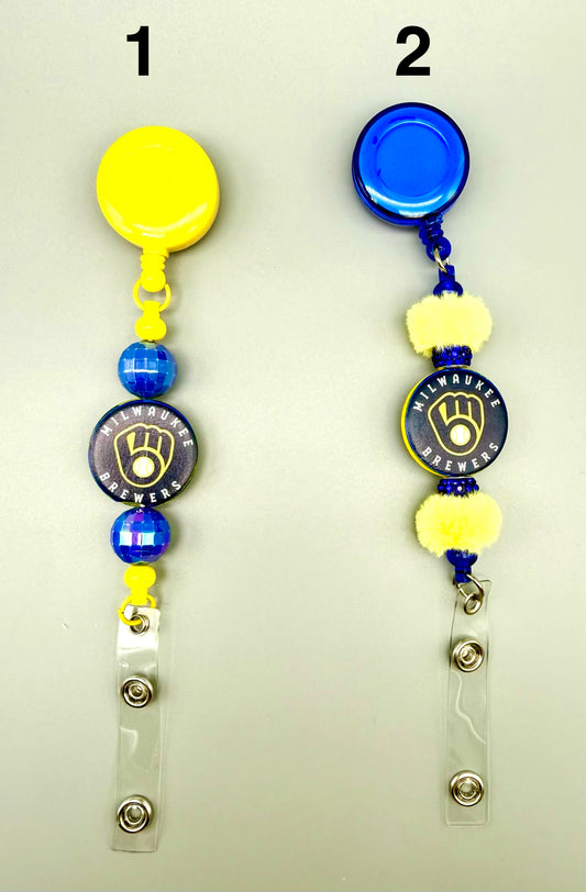 Milwaukee Brewer Beaded Badge Reel