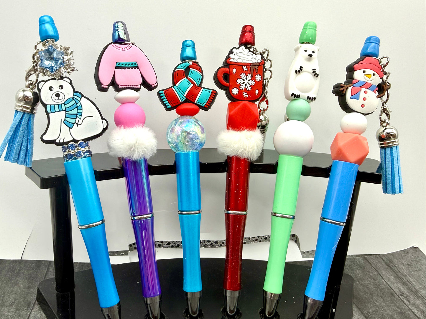 Winter Themed Beaded Pens