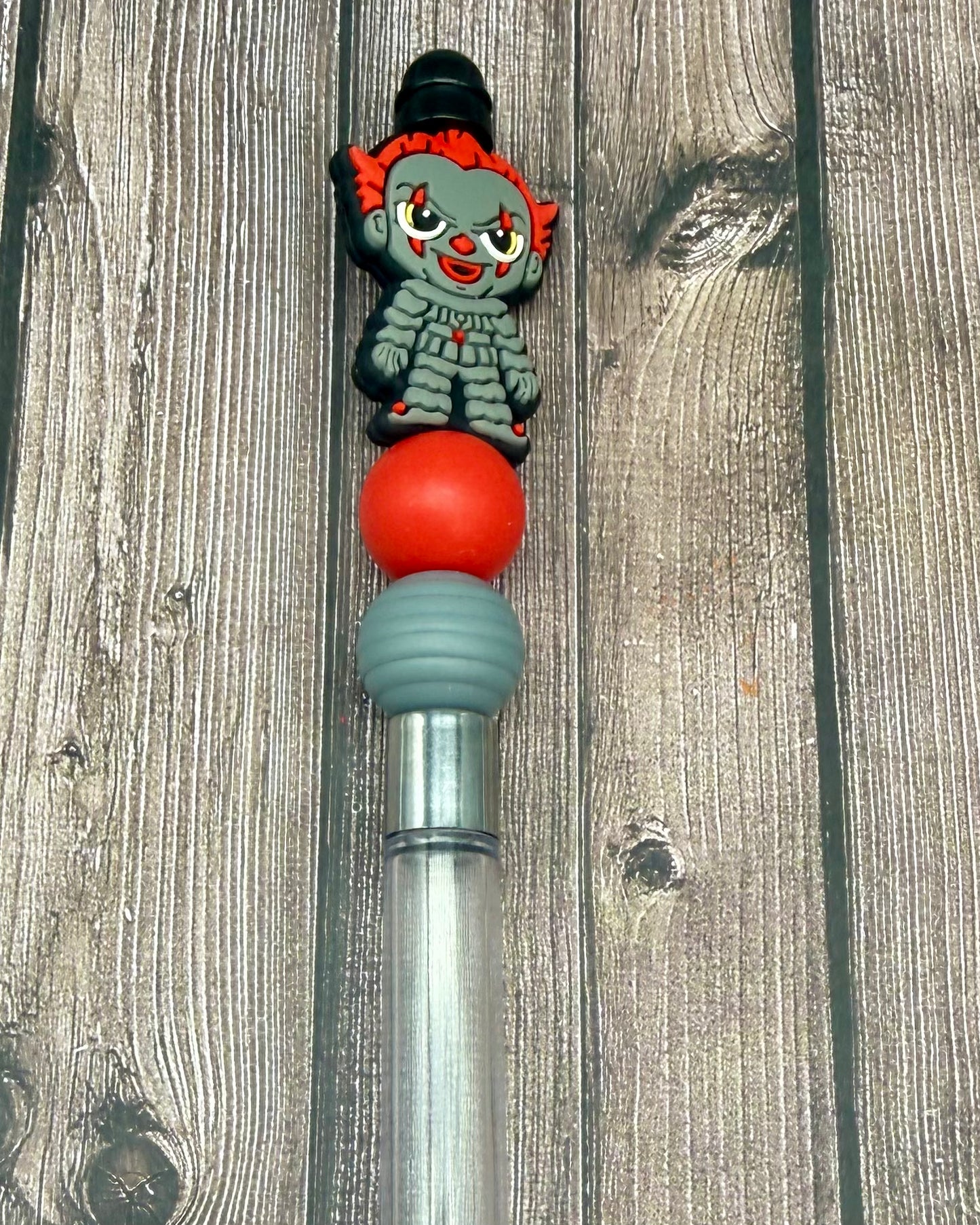 Spooky Circus Beaded Glitter Pens Featuring Dancing and Clown Characters