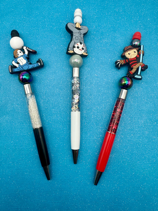 HORROR CHARACTERS Beaded Dancing Glitter Pens with BONUS