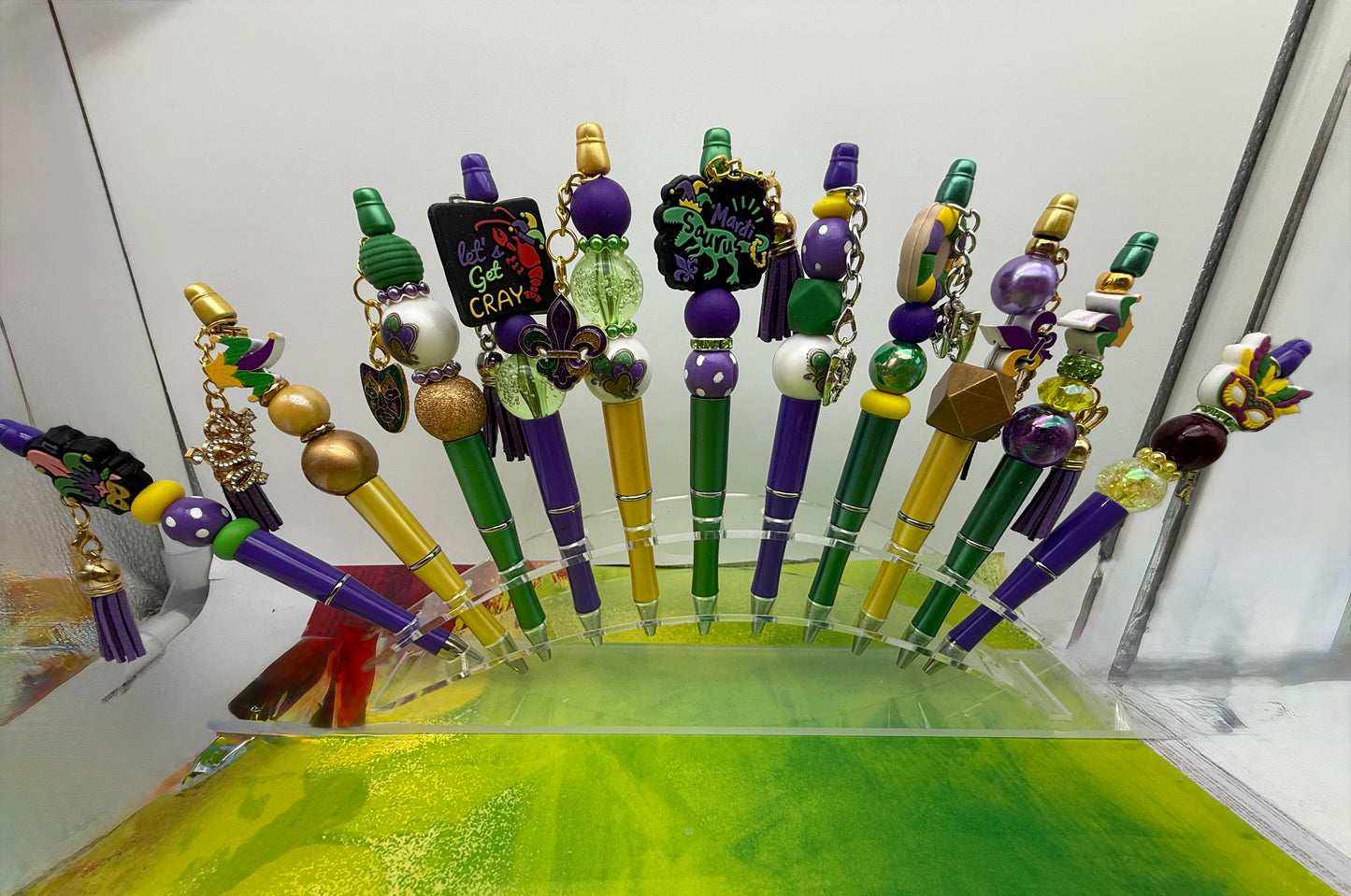 Mardis Gras Beaded Pens