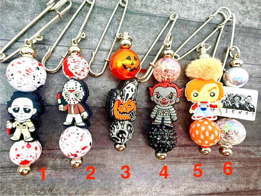 HORROR CHARACTERS Beaded Safety Pin Brooch