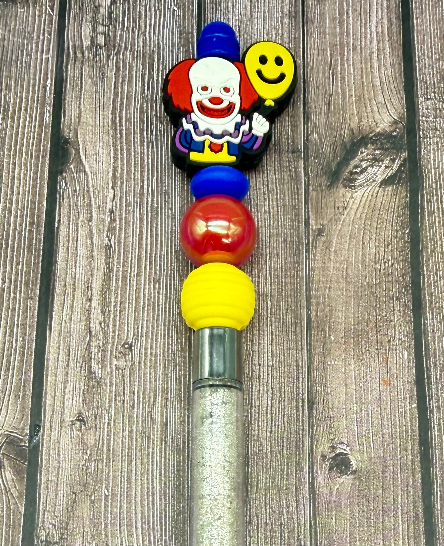 Spooky Circus Beaded Glitter Pens Featuring Dancing and Clown Characters