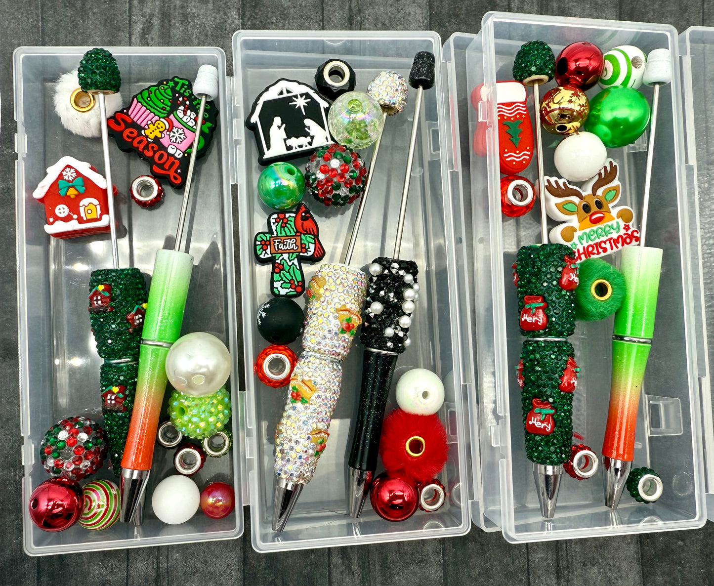 2 Piece Fancy Christmas Pen DIY Beadable Pen Mini Kits