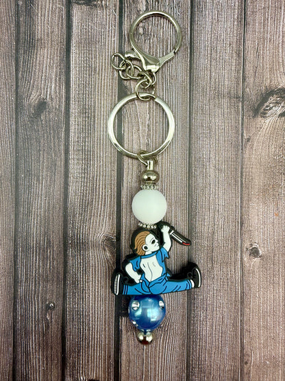 Spooky Circus Beaded Keychains Featuring Dancing and Clown Characters