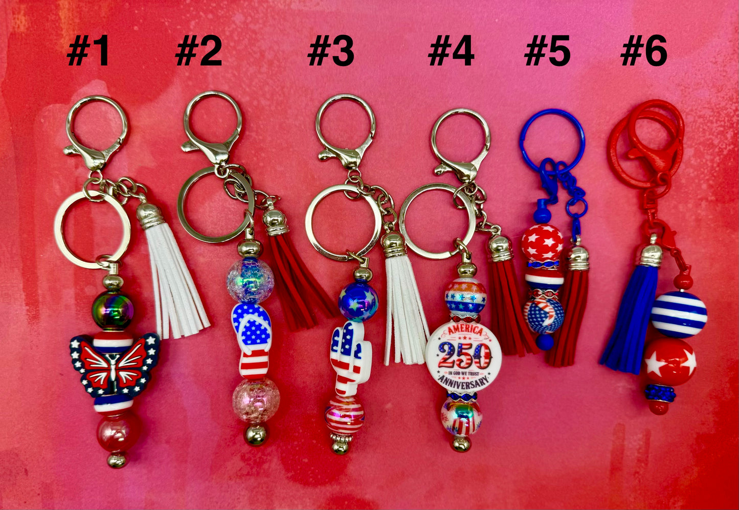4th of July Beaded Keychains