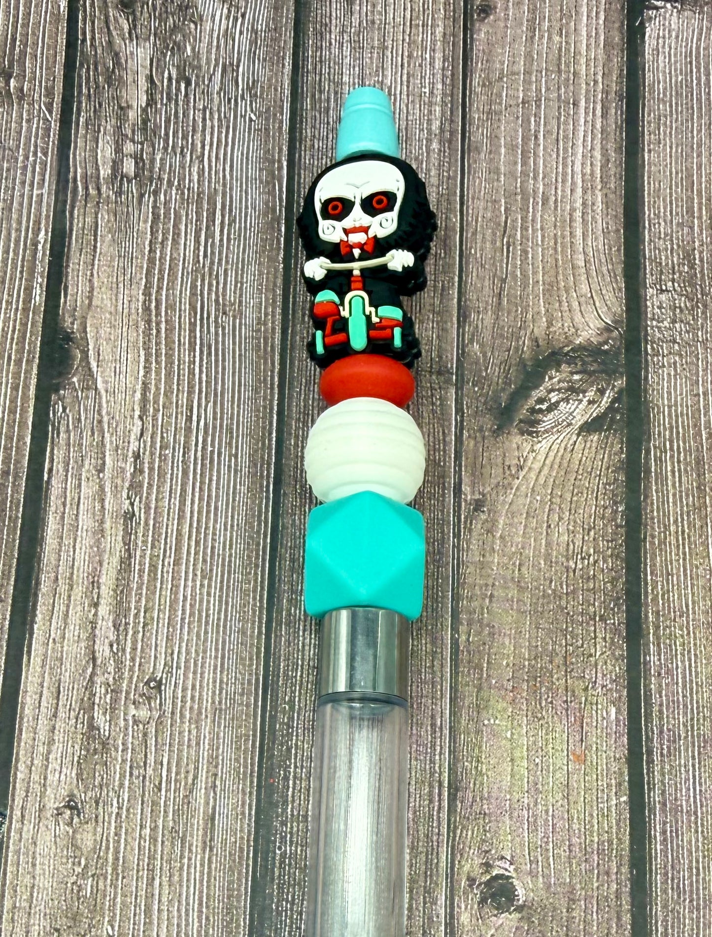 Spooky Circus Beaded Glitter Pens Featuring Dancing and Clown Characters